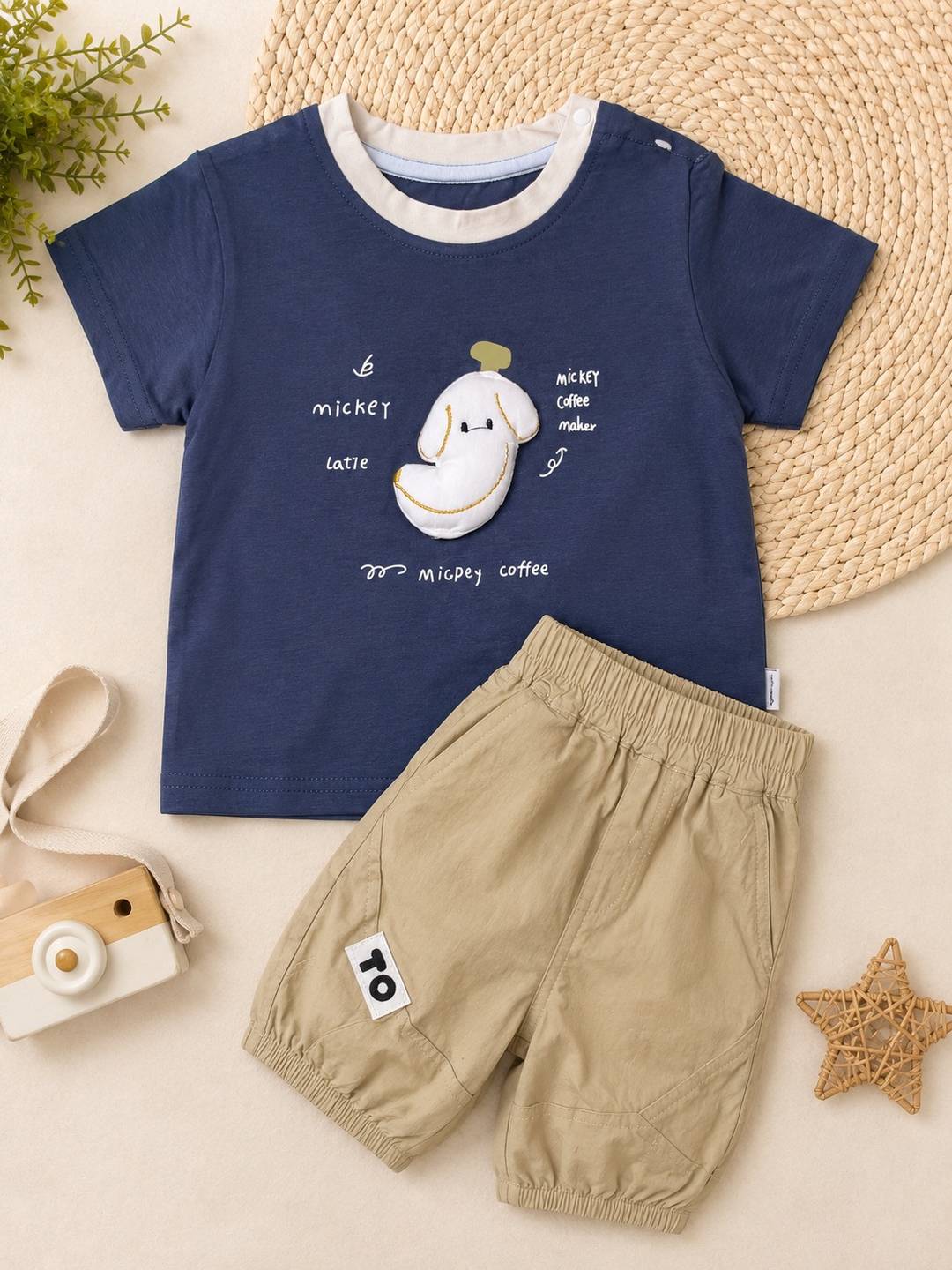Premium Boys’ Puppy Applique T-Shirt & Cargo Shorts 2-Piece Set 🌟