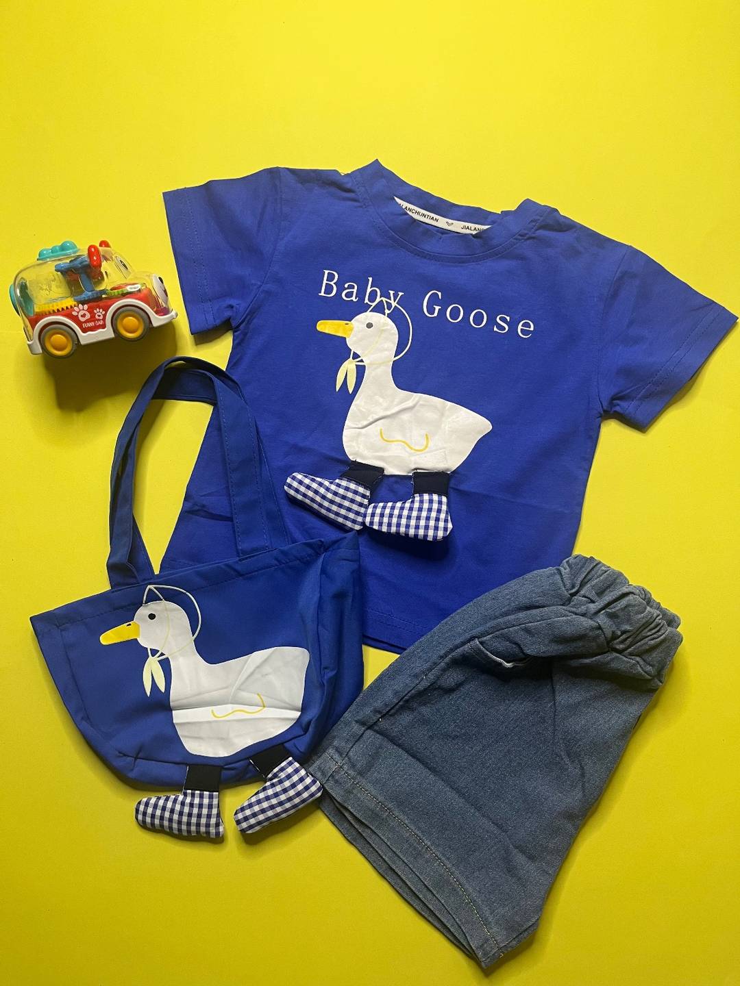 Baby Goose 3-Piece Short Set with Matching Bag
