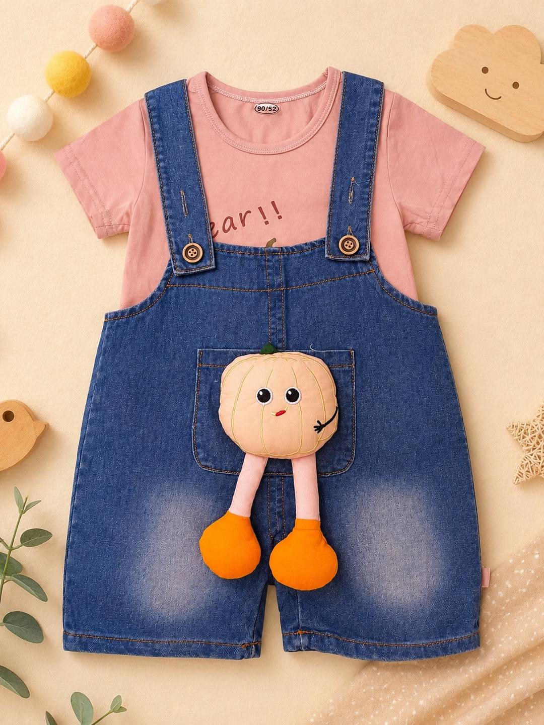 Little Pumpkin🎃Pocket Denim Dungaree Set