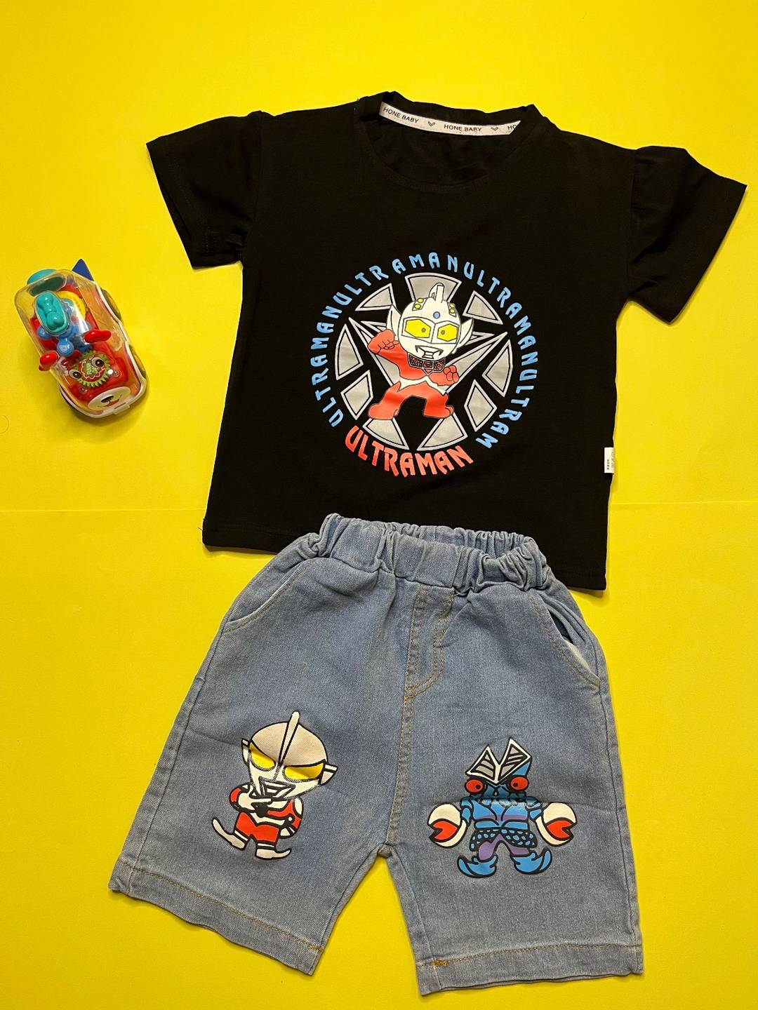 Little Ultraman 2-Piece Denim Shorts Set